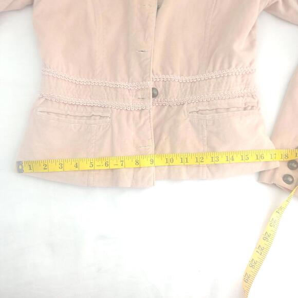 Twenty Twenty Cream Military Style Cotton Button Down Size Small Blazer - Picture 9 of 11